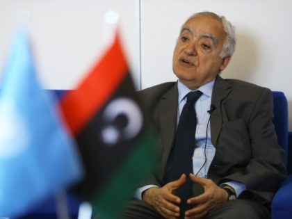 Ghassan Salame, UN special envoy for Libya and head of the UN Support Mission in Libya (UNSMIL), speaks during an interview with AFP at his office in the capital Tripoli on April 18, 2019. (Photo by Mahmud TURKIA / AFP) (Photo credit should read MAHMUD TURKIA/AFP/Getty Images)