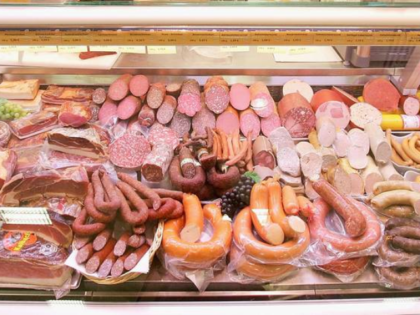 A supermarket meat case