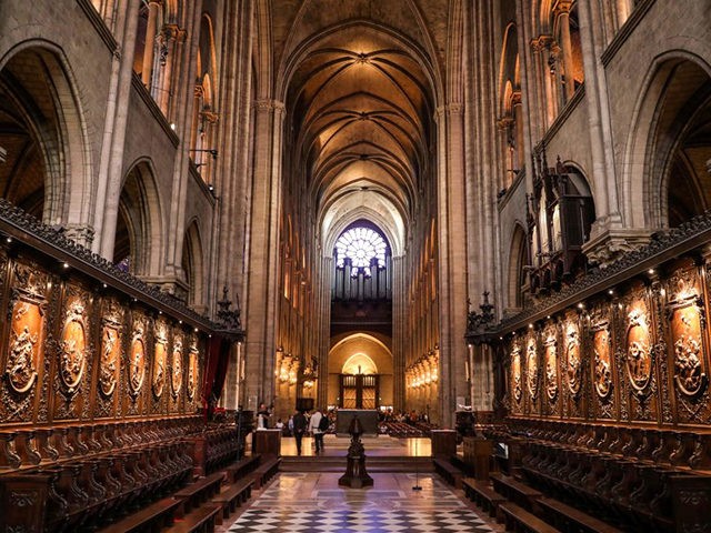 This photograph taken on June 26, 2018, shows the transcept of Notre Dame de Paris Cathedr