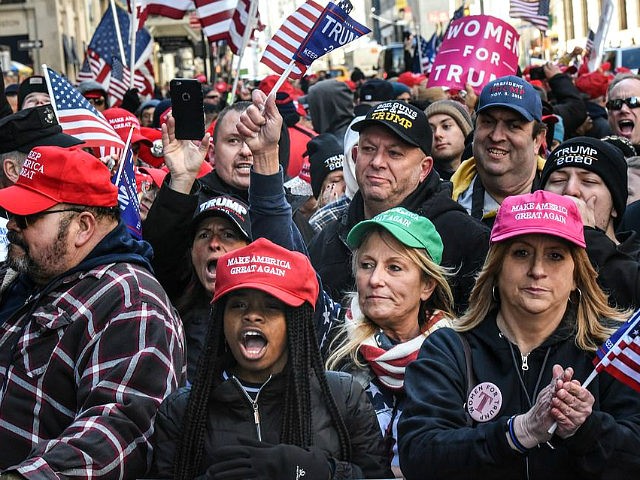 NEW YORK, NY - MARCH 23: People attend a rally in support of U.S. President Donald Trump near Trump Tower on March 23, 2019 in New York City. Local grassroots pro-Trump organizations throughout the New York, New Jersey, Connecticut and Pennsylvania areas called supporters to gather, rally and network amongst …