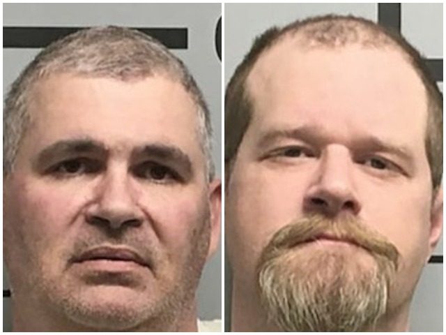 Charles Ferris, left, and Christopher Hicks, right, were arrested for aggravated assault after they took turns shooting each other while wearing a bulletproof vest on March 31, 2019, Benton County Sheriff's Office said. Benton County Sheriff's Office