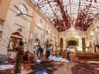 Dead bodies of victims lie inside St. Sebastian's Church damaged in blast in Negombo, north of Colombo, Sri Lanka, Sunday, April 21, 2019. More than two hundred people were killed and hundreds more injured in eight blasts that rocked churches and hotels in and just outside Sri Lanka's capital on …