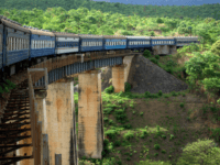 TAZARA Railway crossing a bridge near the Zambian-Zimbabwean border.