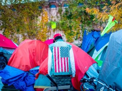 More than 200 people live at the large encampment along Hiawatha and Cedar Avenues in Minneapolis, Minnesota on October 22, 2018.