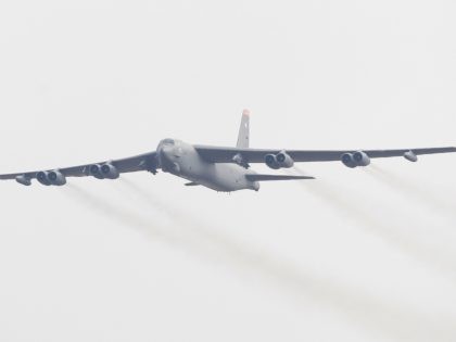 PYEONGTAEK, SOUTH KOREA - JANUARY 10: A U.S. Air Force B-52 bomber flies over Osan Air Base on January 10, 2016 in Pyeongtaek, South Korea. South Korea and the United States have deployed the B-52 Stratofortress, a long-range strategic bomber over the Korean Peninsula three days after North Korea said …