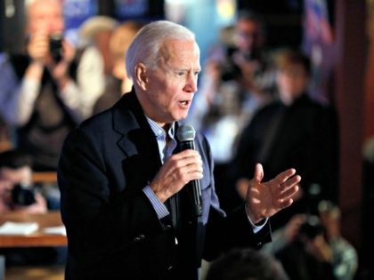 Former vice president and Democratic presidential candidate Joe Biden speaks during a campaign stop at the Community Oven restaurant in Hampton, N.H., Monday, May 13, 2019. (AP Photo/Michael Dwyer)