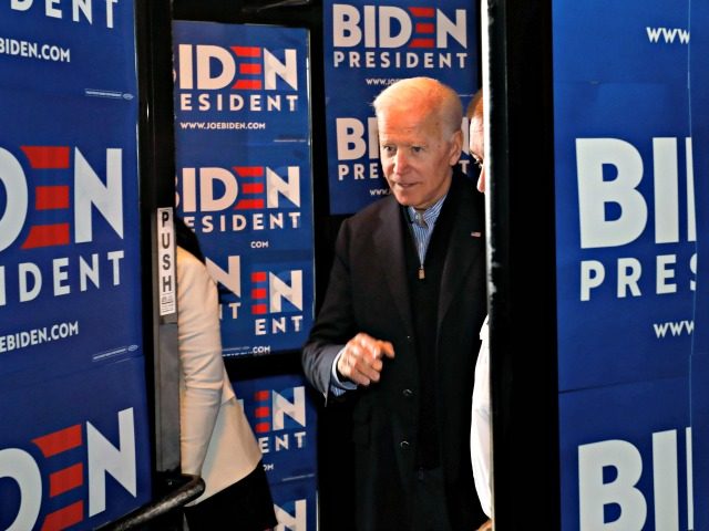 Former vice president and Democratic presidential candidate Joe Biden arrives at the Commu