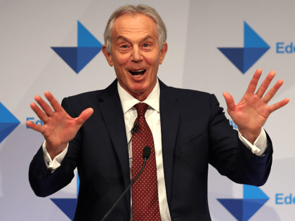 Former British Prime Minister Tony Blair speaks at the launch …