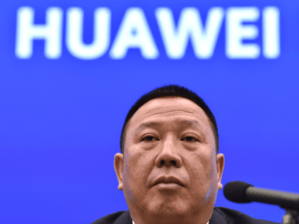 Song Liuping, chief legal officer of Chinese tech giant Huawei, speaks during a press conf