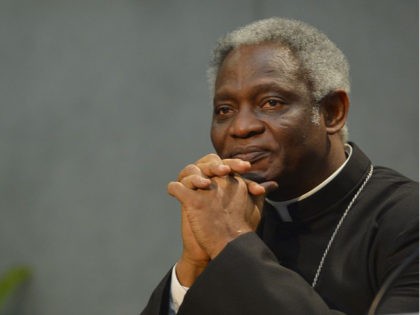 Ghanaian cardinal Peter Kodwo Appiah Turkson attends the signature of the "Global Freedom