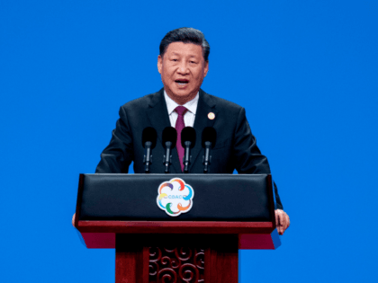 Chinese President Xi Jinping delivers a speech during the opening ceremony of the Conference on Dialogue of Asian Civilizations at the National Convention Center in Beijing on May 15, 2019. (Photo by NICOLAS ASFOURI / AFP) (Photo credit should read NICOLAS ASFOURI/AFP/Getty Images)
