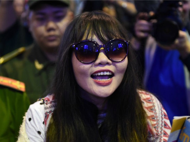 Vietnamese national Doan Thi Huong arrives in Hanoi on May 3, 2019, following her release