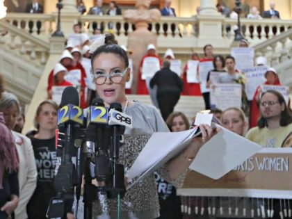 Alyssa Milano speaks after delivering a letter to Georgia Gov. Brian Kemp's office detailing her opposition to HB 481 at the State Capitol, April 2, 2019, in Atlanta. HB 481 would ban almost all abortions after a fetal heartbeat can be detected. (Photo: John Bazemore, AP)