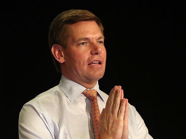 SUNRISE, FLORIDA - APRIL 09: Rep. Eric Swalwell (D-CA), who announced that he is running for president in 2020, speaks during town hall on gun violence at the BB&T Center on April 09, 2019 in Sunrise, Florida. Rep. Swalwell held the town hall not far from Marjory Stoneman Douglas high …
