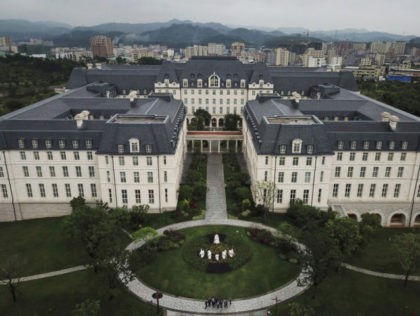 DONGGUAN, CHINA - APRIL 12: A replica of Versailles is seen in the Paris area of Huawei's new sprawling 'Ox Horn' Research and Development campus on April 12, 2019 in Dongguan, near Shenzhen, China.