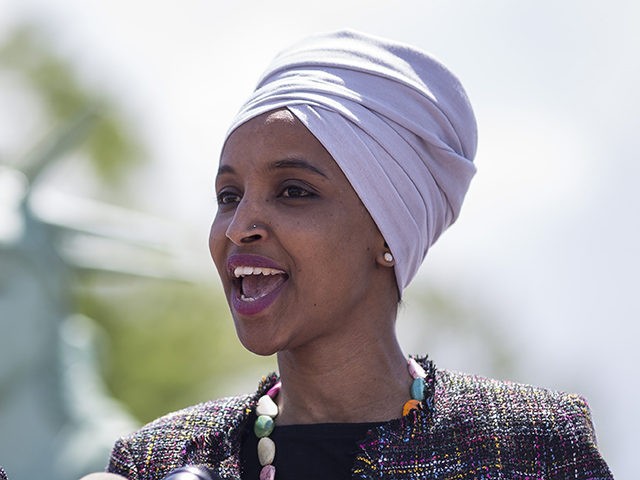 WASHINGTON, DC - MAY 16: Rep. Ilhan Omar (D-MN) speaks during a rally to express solidarit