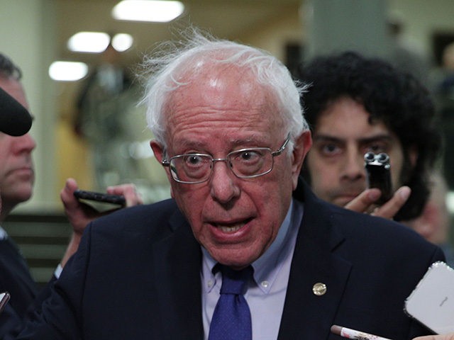 WASHINGTON, DC - MAY 21: U.S. Sen. Bernie Sanders (I-VT) speaks to members of the media after a closed briefing for Senate members May 21, 2019 on Capitol Hill in Washington, DC. Secretary of State Mike Pompeo, Acting Defense Secretary Patrick Shanahan and Chairman of Joint Chiefs of Staff Joseph …