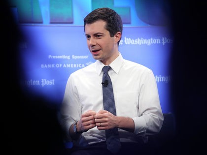 WASHINGTON, DC - MAY 23: Democratic presidential candidate Mayor Pete Buttigieg answers qu