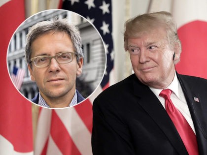 (INSET: Professor Ian Bremmer) TOKYO, JAPAN - MAY 27: U.S. President Donald Trump reacts during a news conference with Shinzo Abe, Japan's prime minister, not pictured, at Akasaka Palace on May 27, 2019 in Tokyo, Japan. (Photo by Kiyoshi Ota - Pool/Getty Images)