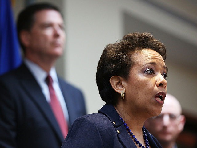 NEW YORK, NY - MAY 27: Attorney General Loretta Lynch speaks at a packed news conference at the U.S. Attorneys Office of the Eastern District of New York following the early morning arrest of world soccer figures, including officials of FIFA, for racketeering, bribery, money laundering and fraud on May …