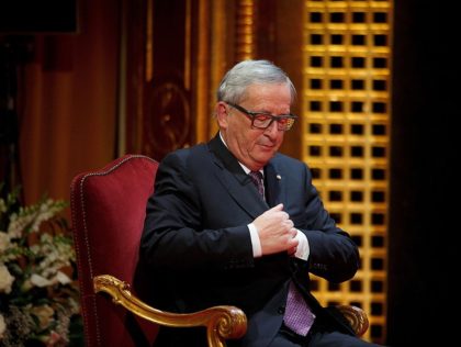 MADRID, SPAIN - OCTOBER 21: European Commission President Jean-Claude Juncker puts a paper on his pocket after his speech during the Premio Nueva Economia Forum 2015 ceremony at the Zarzuela Theatre on October 21, 2015 in Madrid, Spain. During the ceremony Rajoy gave the Nueva Economia Forum Award to Jean-Claude …