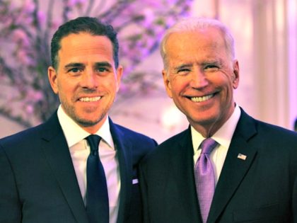 WASHINGTON, DC - APRIL 12: World Food Program USA Board Chairman Hunter Biden (L) and U.S. Vice President Joe Biden attend the World Food Program USA's Annual McGovern-Dole Leadership Award Ceremony at Organization of American States on April 12, 2016 in Washington, DC. (Photo by Teresa Kroeger/Getty Images for World …