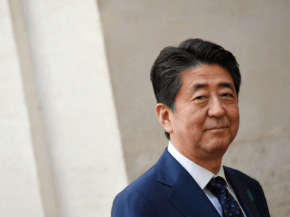 Japan's Prime Minister Shinzo Abe arrives at the Palazzo Chigi to attend a meeting with Italy's Prime Minister, on April 24, 2019 in Rome, during a visiti in Italy. (Photo by Tiziana FABI / AFP) (Photo credit should read TIZIANA FABI/AFP/Getty Images)
