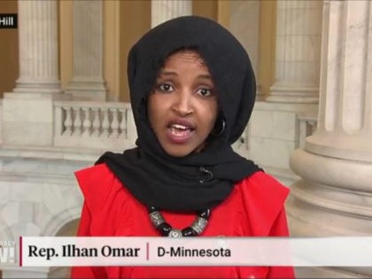 Rep. Ilhan Omar screenshot from Democracy Now! clip.