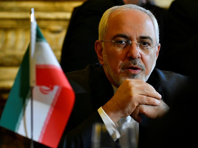 Iran Foreign minister Mohammad Javad Zarif Khonsari talks with Belgian Foreign minister be