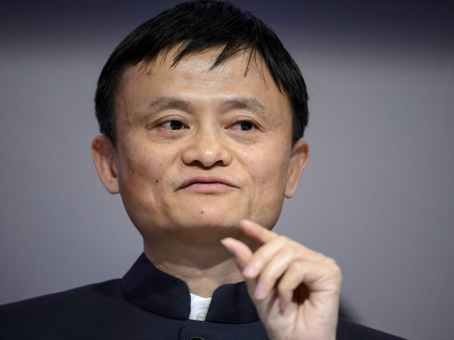 Alibaba Group Founder and Executive Chairman Jack Ma gestures as he speaks during a sessio