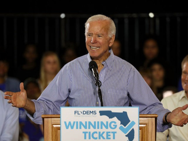 TAMPA, FL - OCTOBER 22: Former Vice President Joe Biden speaks during a campaign rally hel