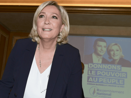 France's far-right party Rassemblement National (RN) president Marine Le Pen arrives for a press conference in Milan on May 18, 2019, ahead of attending a rally gathering leaders of 12 far-right parties marching seeking to forge a united front ahead of European elections. (Photo by Miguel MEDINA / AFP) (Photo …