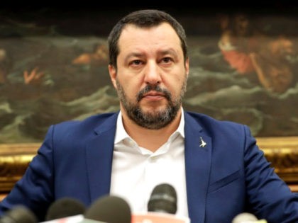 Italian deputy Premier and Interior Minister Matteo Salvini meets the journalists during a press conference on the Government's pensions reform, in Rome, Tuesday, Jan. 29, 2019. (AP Photo/Andrew Medichini)