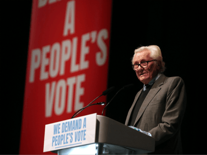 Former Conservative member of parliament, Lord Heseltine speaks at a rally for Best for Britain and People's Vote campaign in London on December 9, 2018, on the eve of the week in which Parliament votes on the Brexit deal. (Photo by Daniel LEAL-OLIVAS / AFP) (Photo credit should read DANIEL …