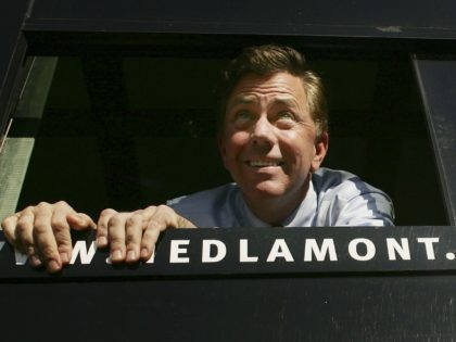 HARTFORD, CT - NOVEMBER 06: Democratic U.S. Senate candidate Ned Lamont looks out from his campaign bus November 6, 2006 at a stop in Hartford, Connecticut. Lamont is running against U.S. Sen. Joe Lieberman (D-CT) a three-term Democratic incumbent who lost the August party primary, forcing him to run as …