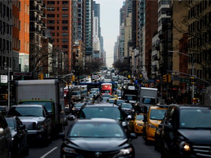 Traffic moves on 2nd Avenue in the morning hours on March 15, 2019 in New York City. (Photo by Johannes EISELE / AFP) (Photo credit should read JOHANNES EISELE/AFP/Getty Images)