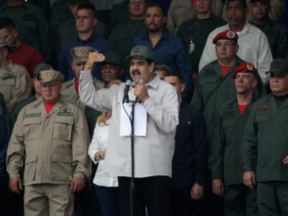 CARACAS, VENEZUELA - APRIL 13: Venezuela's President Nicolas Maduro speaks during a military parade to commemorate the Day of the Bolivarian Militias, the Armed People and the April Revolution at Los Proceres on April 13, 2019 in Caracas, Venezuela. Civil militia were created by Hugo Chavez in 2002 during a …