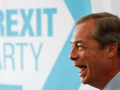 Brexit Party leader Nigel Farage, Member of the European Parliament, speaks at a press con