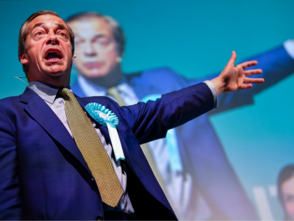 EDINBURGH, SCOTLAND - MAY 17: Nigel Farage attends a rally with the Brexit Party’s European election candidates at the Corn Exchange in Edinburgh on May 17, 2019 in Edinburgh, Scotland. The Brexit Party leader was speaking at his first Scottish rally of the European election campaign. (Photo by Jeff J …