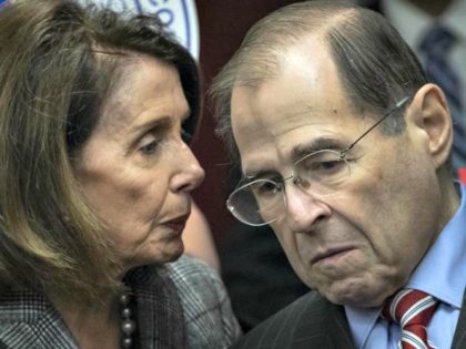 Speaker of the House Nancy Pelosi speaks with House Judiciary Committee Chairman Rep. Jerrold Nadler. Drew Angerer/Getty Images