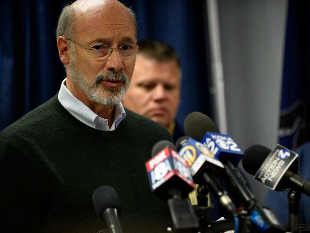 PITTSBURGH, PA - OCTOBER 27: Pennsylvania Governor Tom Wolf speaks to the media following