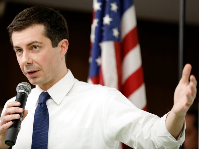 2020 Democratic presidential candidate South Bend Mayor Pete Buttigieg speaks during a tow