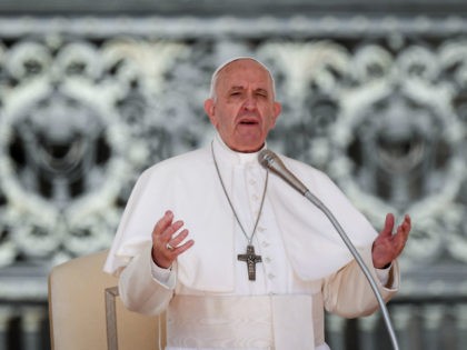 Pope Francis speaks during his weekly general audience on St. Peter's Square at the Vatica
