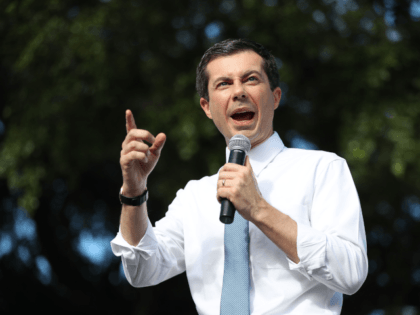 Democratic presidential candidate and South Bend, Indiana Mayor Pete Buttigieg speaks duri