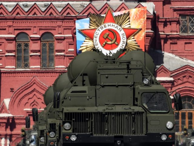 Russia's S-400 Triumph air defence missile systems ride through Red Square during the Victory Day military parade in Moscow on May 9, 2018. - Russia marks the 73rd anniversary of the Soviet Union's victory over Nazi Germany in World War Two. (Photo by Kirill KUDRYAVTSEV / AFP) (Photo credit should …