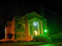 San Jacinto County Courthouse with cross illuminated. (Photo: Dwayne Wright/San Jacinto County GOP)