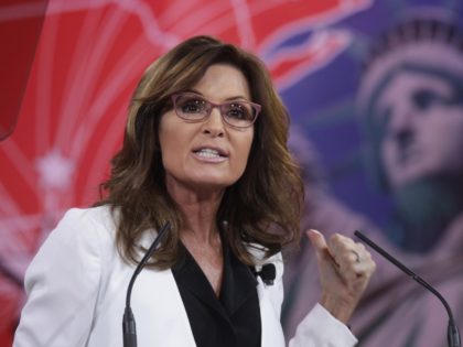 NATIONAL HARBOR, MD - FEBRUARY 26: Former Alaska Governor Sarah Palin addresses the 42nd a