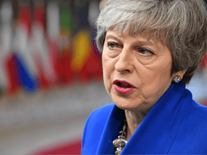BRUSSELS, BELGIUM - APRIL 10: Britain's Prime minister Theresa May arrives ahead of a European Council meeting on Brexit at The Europa Building, The European Parliament on April 10, 2019 in Brussels, Belgium. Theresa May formally presents her case to the European Union for a short delay to Brexit until …