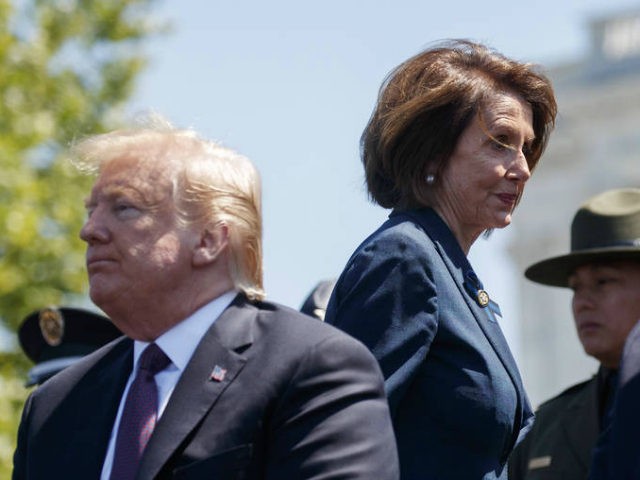 President Donald Trump and Speaker of the House Nancy Pelosi of Calif., attend the 38th Annual National Peace Officers' Memorial Service at the U.S. Capitol, Wednesday, May 15, 2019, in Washington. Pelosi said Wednesday that the U.S. must avoid war with Iran and she warned the White House has “no …