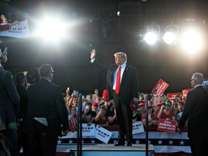 President Donald Trump arrives to speak to a campaign rally, Monday, May 20, 2019, in Montoursville, Pa. (AP Photo/Evan Vucci)